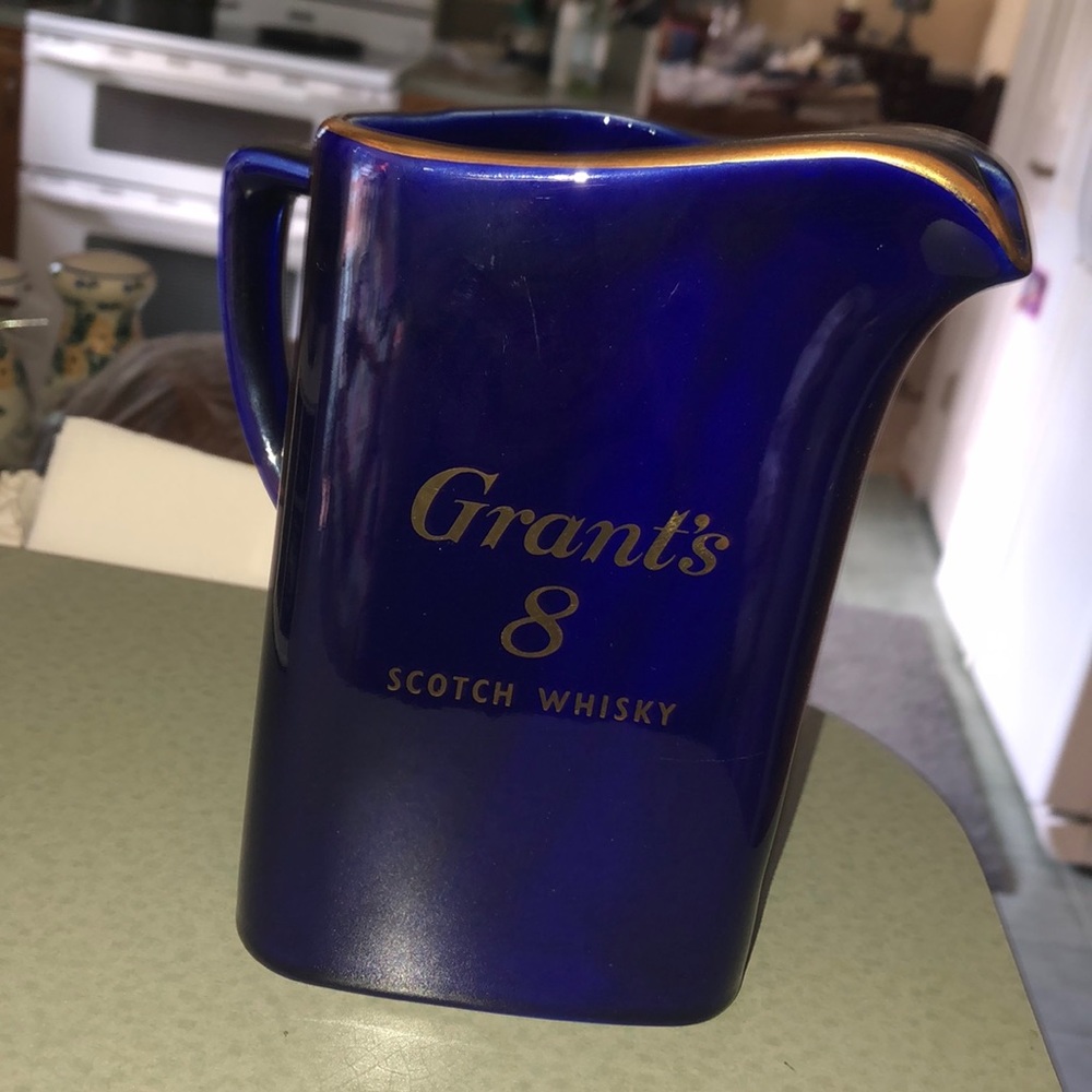 Grant’s Whiskey cobalt and gold vintage pitcher